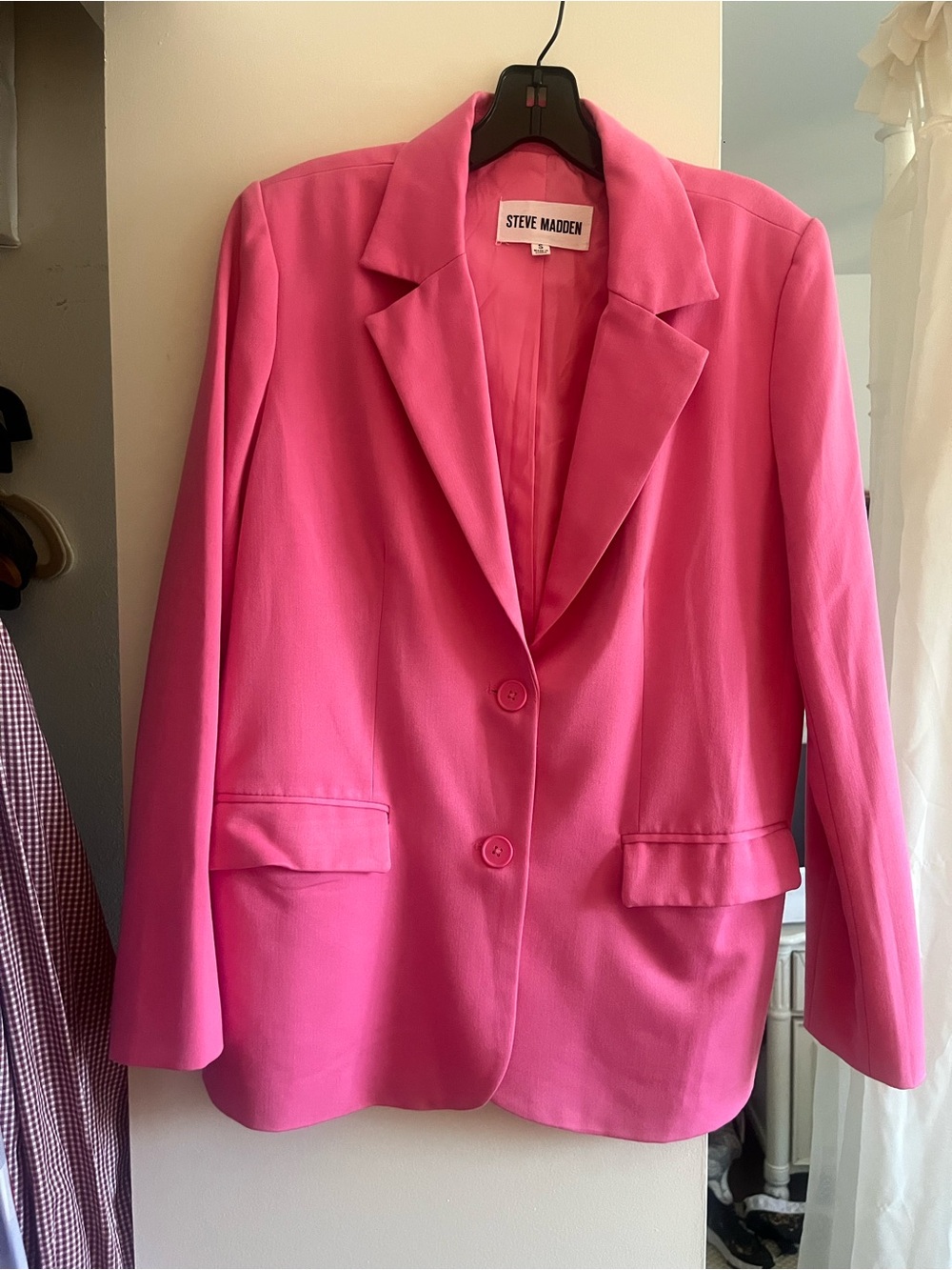 Steve Madden Pink Single-Breasted Blazer Jacket
